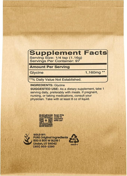 PURE ORIGINAL INGREDIENTS Glycine Powder (4oz)