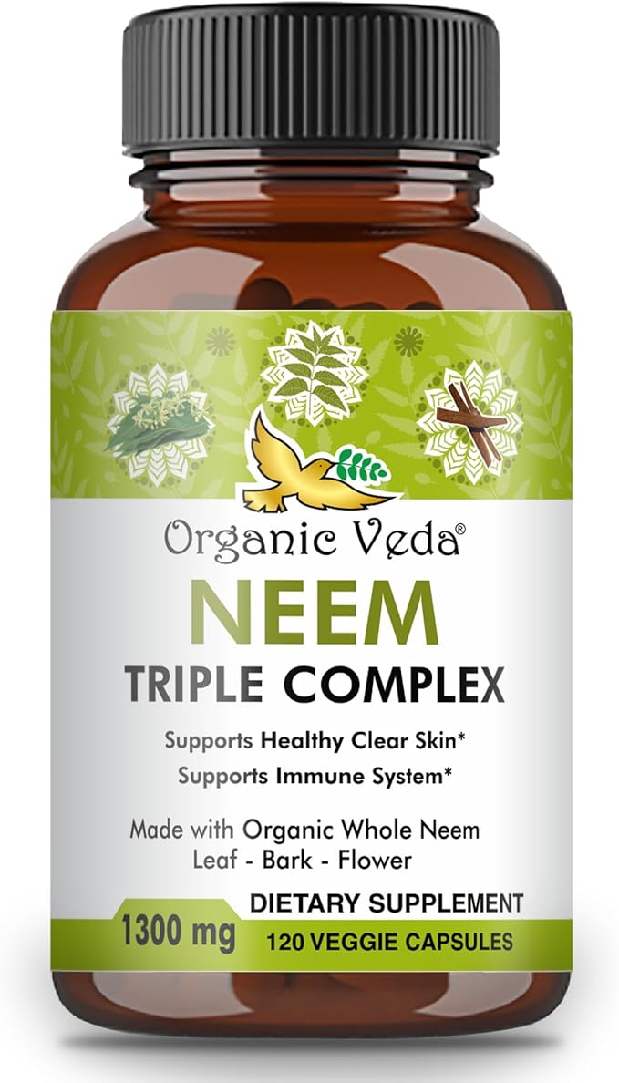 Organic Veda Neem Capsules with Triple 120 Count