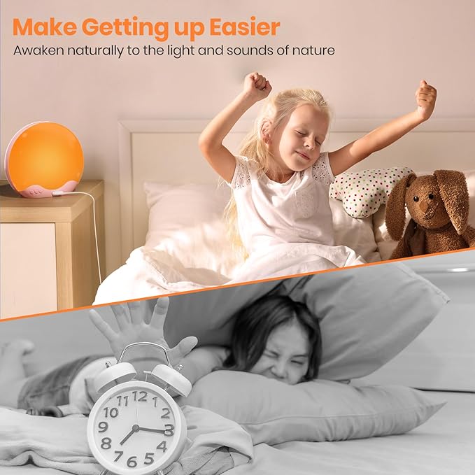 Wake up Light, Sunrise Alarm Clock 10,000 Lux 20 Brightness 4 Color 11 Color