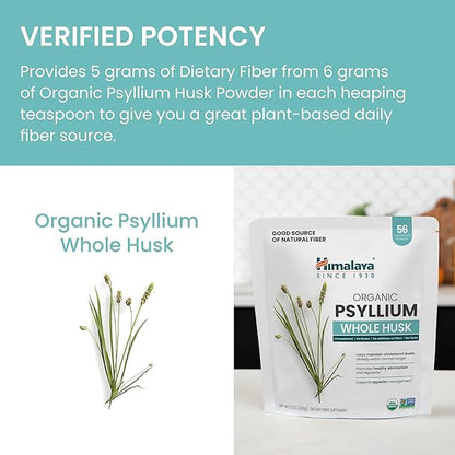 Himalaya Organic Psyllium Whole Husk, Natural 56-Tablespoon Supply, 12 Oz