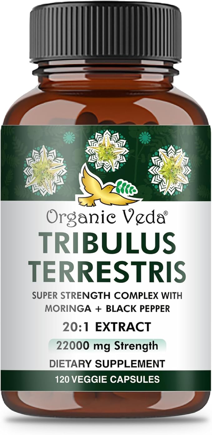 Organic Veda Tribulus Terrestris Extract Capsules 22000mg - 120 Count