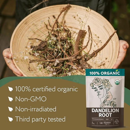 Organic Dandelion Root - Organic Dandelion Tea - Diente de Leon Organico – Detox, Gut Flora, Digestion, Liver, Skin – 4 oz