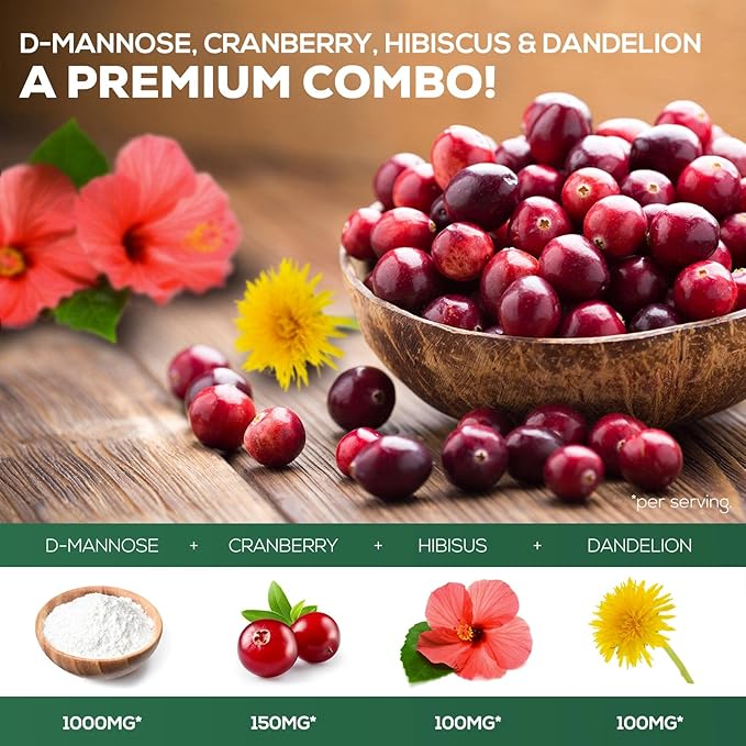 D-Mannose & Cranberry Extract 1350mg Advanced 60 Capsules