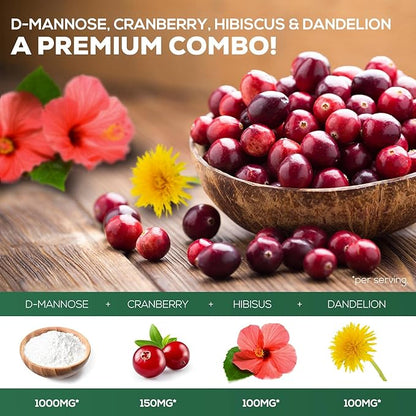 D-Mannose & Cranberry Extract 1350mg Advanced 120 Capsules