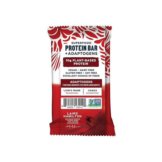 Laird Superfood Functional Protein Bars – Protein Bar but Better with Real Ingredients, Functional Mushrooms 10g Plant-Based Protein, 6g Fiber - Non-GMO - Peanut Butter Chocolate Chip, 10 Count (Pack of 1)