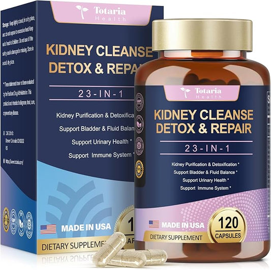 Kidney Cleanse Detox & Repair Capsules 120 Counts, 23 IN 1 Kidney