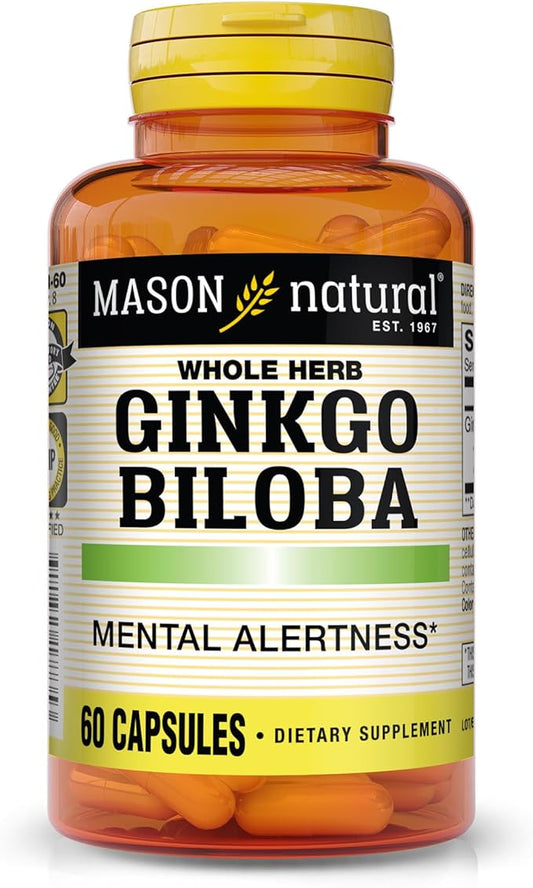 MASON NATURAL Whole Herb Ginkgo Biloba, 60 Day
