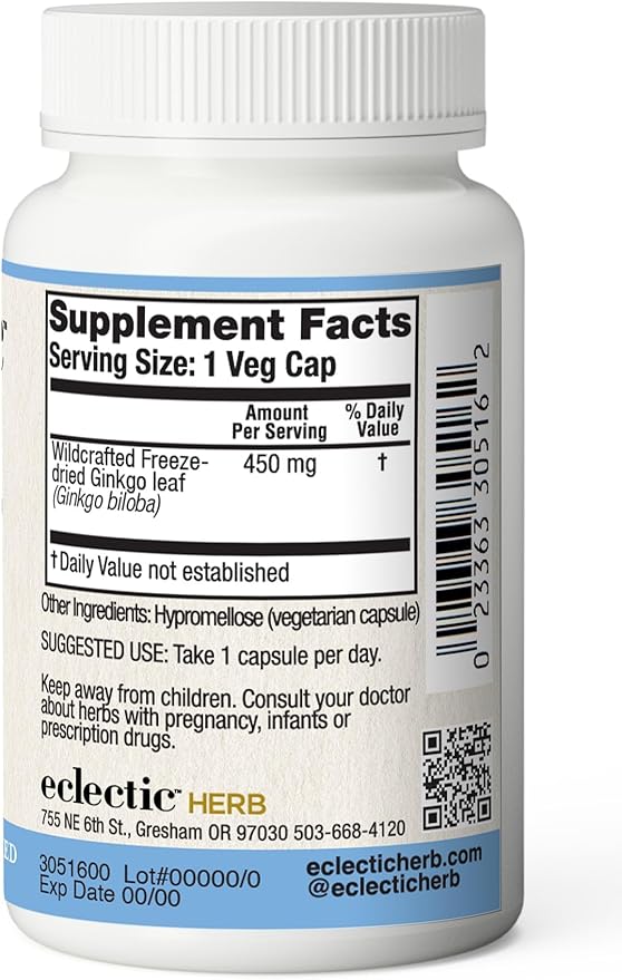 Eclectic Institute Raw Freeze-Dried Ginkgo 120 CT