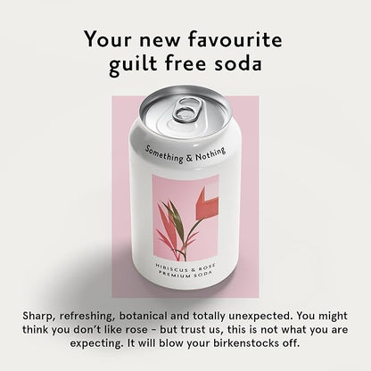 Something & Nothing Flavoured Sparkling Water - Lightly Carbonated, Full Flavoured with Added Grape & Lemon Juice | Vegan & Low Calorie Soda | 350ml Cans, Pack of 12 (Hibiscus & Rose)