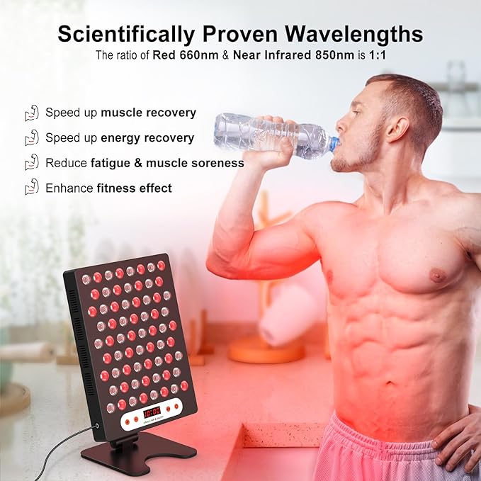Red Light Therapy Device, Ultra-Thin & 660nm Near 850nm Infrared 68pcs Dual Health,100W (Black)