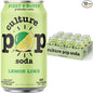 Culture Pop Soda, Lemon Lime, Probiotic Low Sugar Soda, Sparkling Juice Alternative, Non-GMO, Kosher, Gluten-Free, No Stevia (12pk)