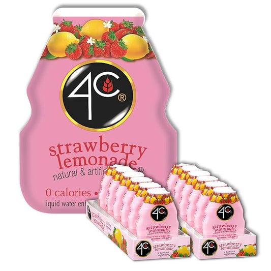 4C Sugar Free Liquid Water Enhancer, Premium Natural Flavors, 0 Calorie Drops (Strawberry Lemonade, 12 Pack)