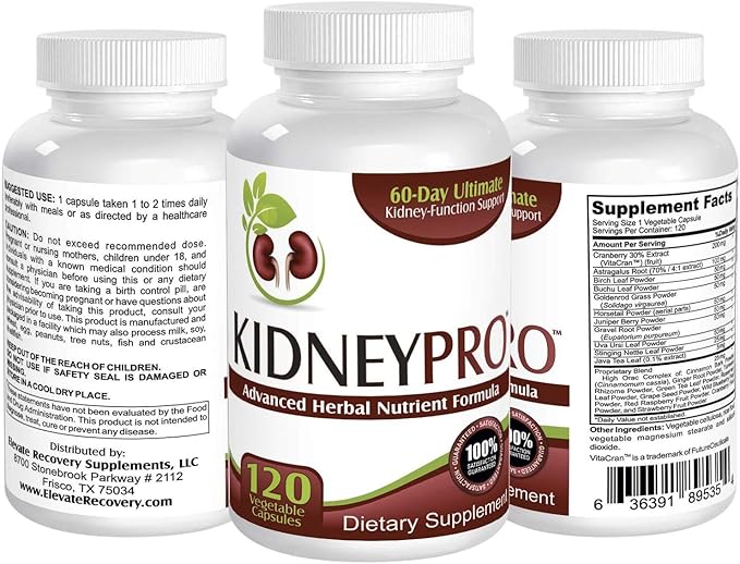 Kidney-Pro: with 21 Kidney Health Supplements 1 Formula Support),120 capsules.
