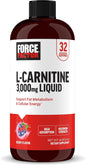Force Factor L Carnitine Supplement, Liquid L-Carnitine 3000 mg to Help Turn Fat Into Energy, Support Muscle Recovery, and Boost Cellular Energy, Maximum Strength, Non-GMO, Berry Flavor, 16 Oz.