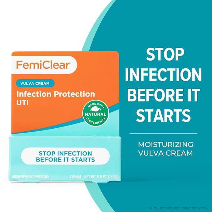 FemiClear Infection Protection Vulva Cream, Protection Against Urinary Tract Infections and Recurring UTIs, Made with Natural Ingredients, Homeopathic Feminine Care