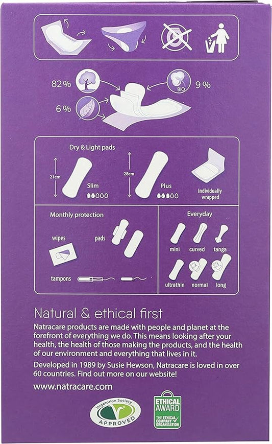Natracare Dry & Light, Slim, Natural (6 Pack, 120 Pads