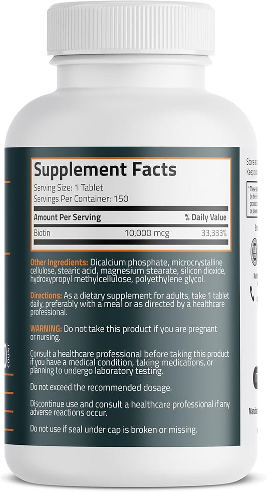 Bronson Biotin 10,000 MCG Supports Healthy 150 Vegetarian