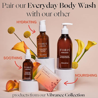 FORIA Everyday Body Wash | Organic, All-Natural, pH-Friendly Feminine Wash | Fragrance-Free with Probiotics | Sensitive Skin Safe | 10 Fl Oz