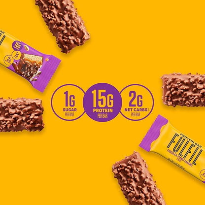 FULFIL Protein Snack Bars, Chocolate Peanut Caramel, 15g Protein, Pantry Staples, 12 Count