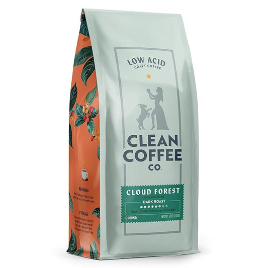 Clean Coffee Co. - Low Acid Dark Roast, Tested for Molds and Toxins, Honduras Blend, Notes of Caramel, Dark Chocolate, and Toasted Malts (Ground, 12 oz Bag)