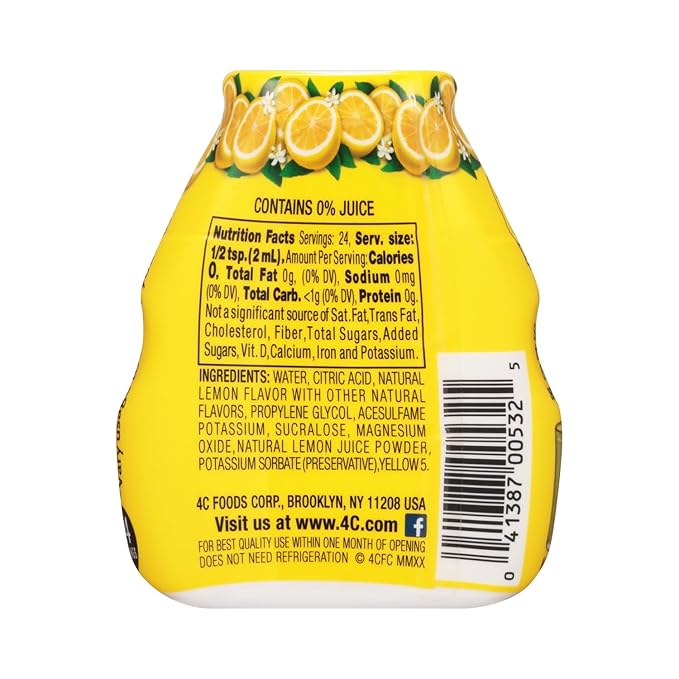 4C Sugar Free A Liquid Water Enhancer 12 Pack, Premium Natural Flavors, 0 Calories (Lemonade, 1.62 Ounce (Pack of 12))