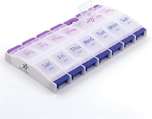 Weekly Pill Organizer with 14 Compartments 2 Cases,