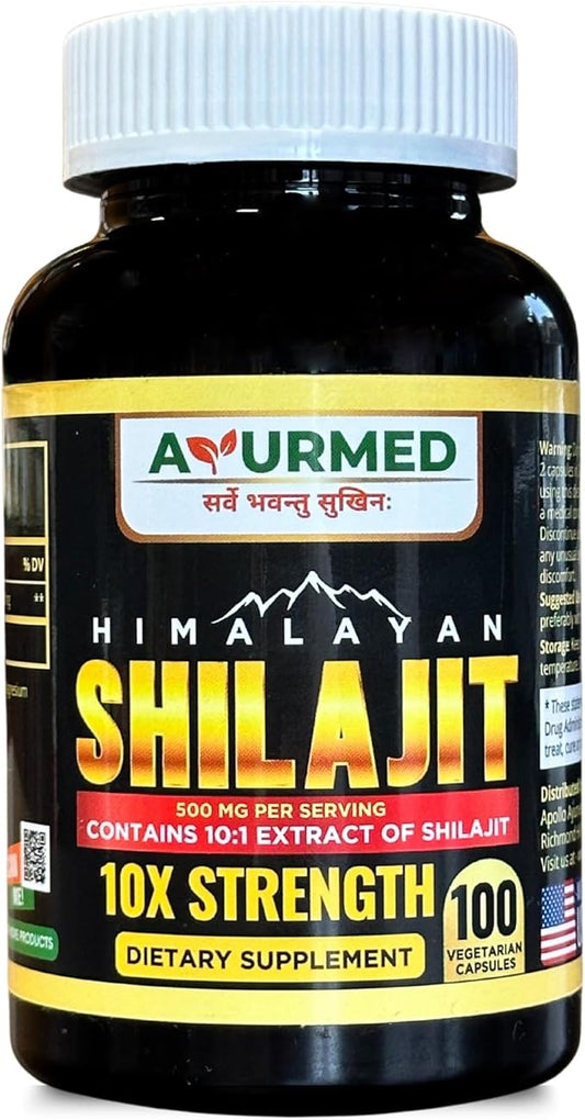 Pure Organic Himalayan Shilajit Capsules (Shilajeet) 5000 mg 100 Veg
