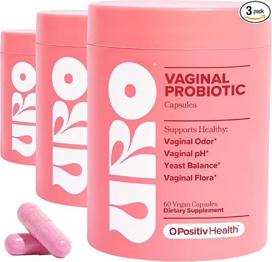 URO Vaginal Probiotics for Women pH Balance with Prebiotics & Lactobacillus Blend - Womens Health Supplement - Promote Healthy Vaginal Odor & Vaginal Flora, 60 Count (Pack of 3)