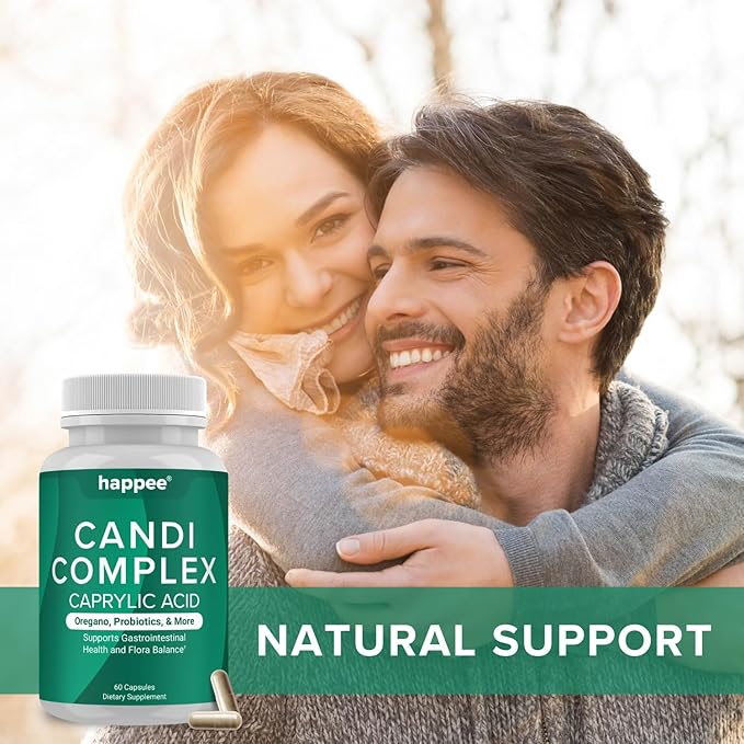 Candida Cleanse - Candida Complex Anti Overgrowth Support with Caprylic Acid, Oregano & Probiotics for Yeast Balance – Supports Gut Health, Digestion & Immune Function – 60 Capsules