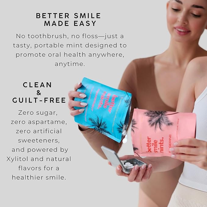 NOOZ Better Smile Mints - Oral Health Support & Fresh Breath-Peppermint Flavor | Sugar-Free, Aspartame-Free Mints for Teeth & Gum Protection - No Artificial Flavors or Sweeteners -180 Mints Refill Bag