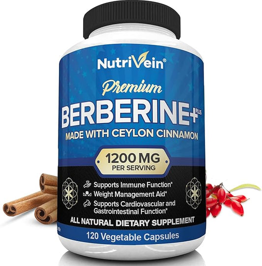 Nutrivein Premium Berberine HCL 1200mg Plus 120 Capsules
