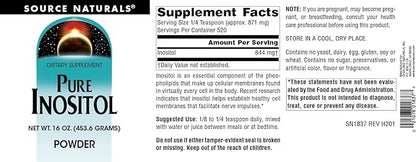 Source Naturals Pure Inositol, Dietary Supplement 16 oz
