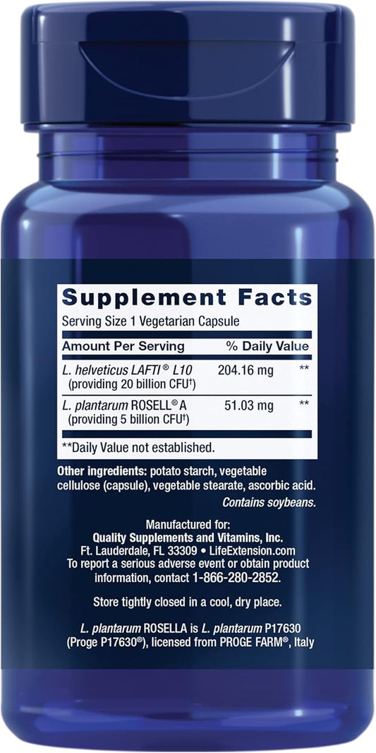 Life Extension FLORASSIST® Probiotic Women's Health, Vaginal Health, Digestive Health, Immune Health, Gluten-Free, Non-GMO, Vegetarian, Once-Daily Formula, 30 Capsules