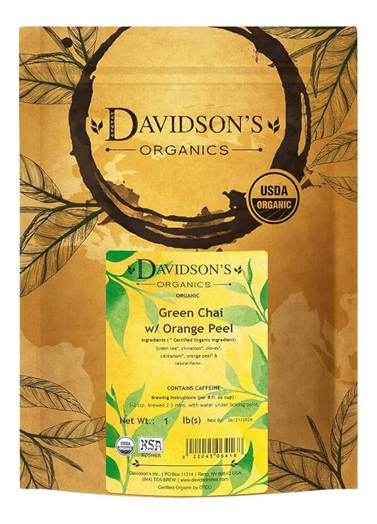 Davidson's Tea Bulk, Green Chai with Orange Peel, 16 Ounce