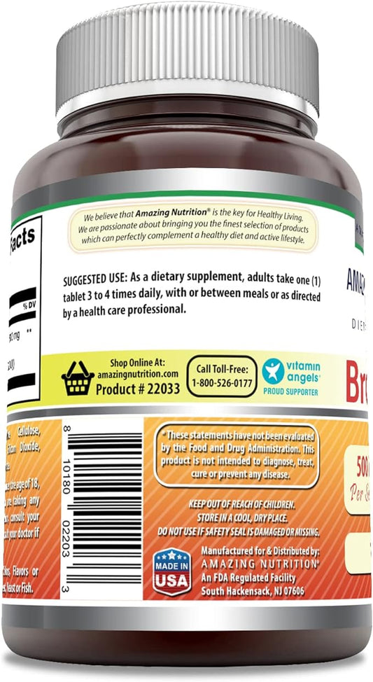 Amazing Formulas Bromelain 500 Mg Tablets Supplement (120 Count 3 Pack)