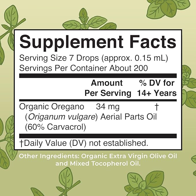 MaryRuth Organics Oregano Oil Drops | 6 Month Supply | USDA Organic Oil of Oregano Liquid | Herbal Blend for Immune Support | Digestive Health | Overall Health | Vegan | Sugar Free | Non-GMO | 1 Fl Oz