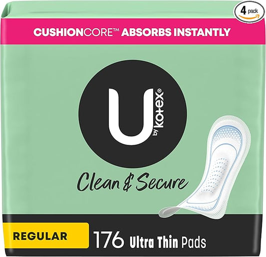 U by Kotex Clean & Secure 176 Count (4 Packs 44)