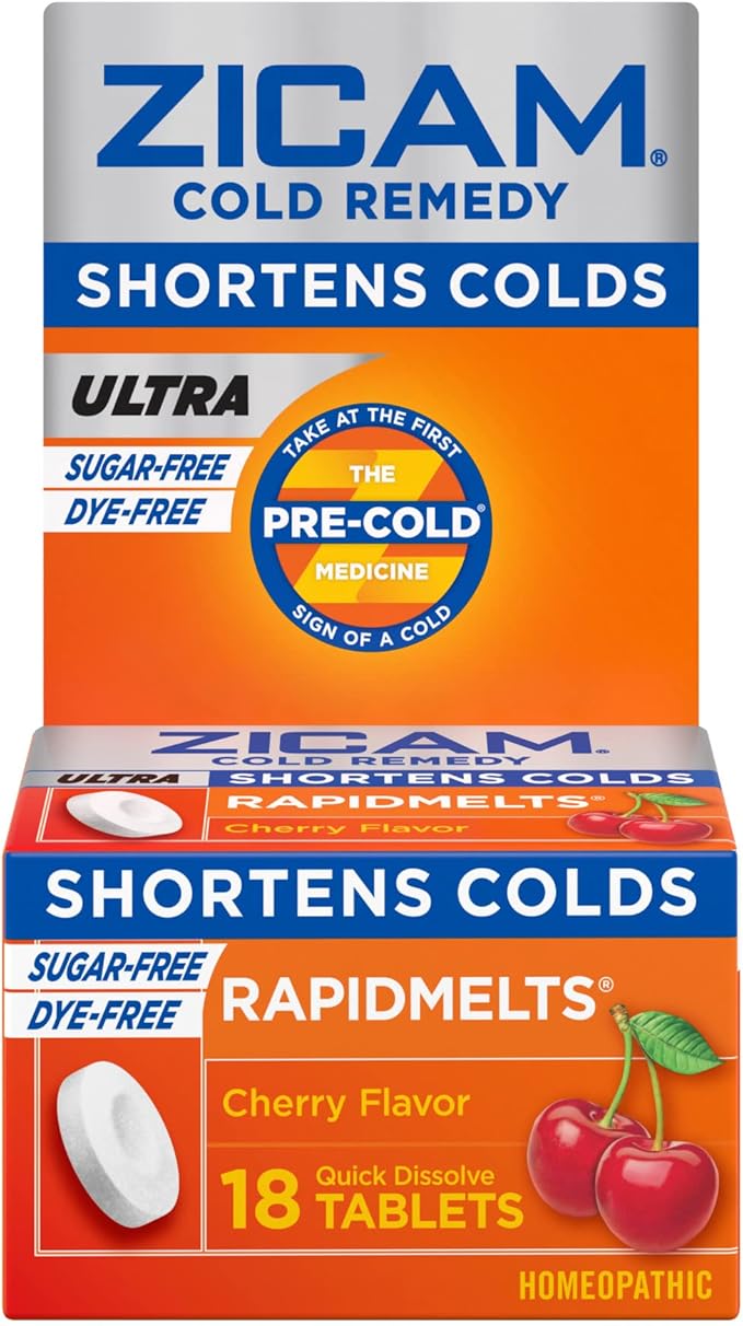 Zicam Cold Remedy Zinc Rapidmelts, Cherry Flavor, 18 Count (Pack of 1)