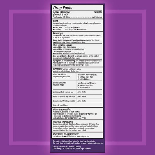 Allegra Children's 12HR Allergy Relief Non-drowsy 8 oz