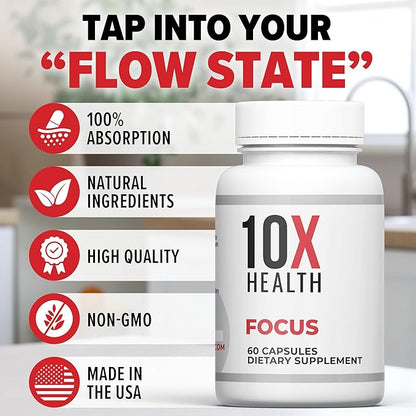 10X Health Focus Brain Supplements 60 Capsules