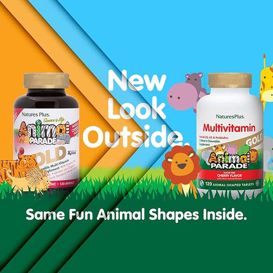 Natures Plus Animal Parade Gold Children's 60 Animal D3, K2 K2 & 120 Servings