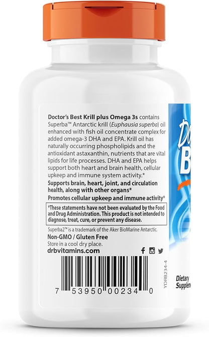 Doctor's Best Enhanced Superba Krill Plus 3s, 60 60 Count