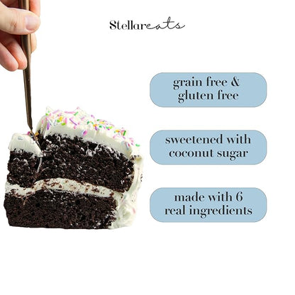 Stellar Eats Grain-Free Baking Mix | Gluten-Free, Dairy-Free, Plant-Based, Paleo-Friendly | Fluffy & Moist | Sweetened with Organic Coconut Sugar | Almond Flour-Based | Non-GMO, Kosher | Easy to Bake (Chocolate Cake, 1 Pack)