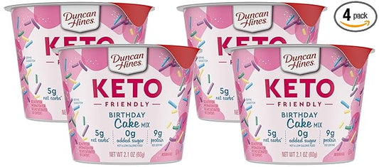 Duncan Hines Keto Friendly Cake Cups Birthday Cake Mix, 2.1 oz (Pack of 4)