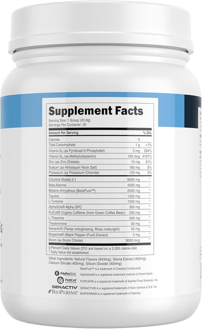 Transparent Labs Bulk Pre Workout Powder - Naturally Sweetened Advanced Pre-Workout Formula for Muscle Building and Strength - 30 Servings, Blue Raspberry