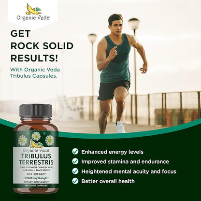 Organic Veda Tribulus Terrestris Extract Capsules 22000mg - 120 Count