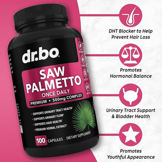 Saw Palmetto for Women Hair Loss - DHT Blocker for Women Natural Growth Plus Bladder Control Supplements Complex - Pure Saw Palmetto Hair Loss Supplement Capsules Support Extract & Urination Pills Aid