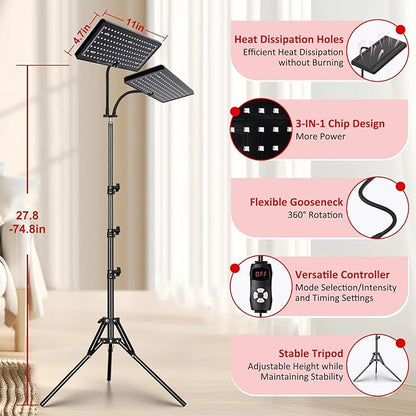 Red Light Therapy Lamp, Infrared Light 660nm Red 850nm Near