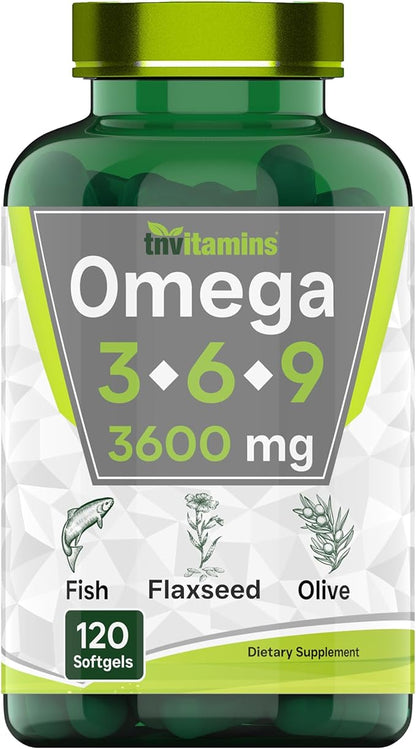 Triple Omega 3◆ 6◆ 9: 3600mg 120 Softgels 3-6-9 Supplement