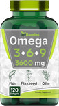 Triple Omega 3◆ 6◆ 9: 3600mg 120 Softgels 3-6-9 Supplement